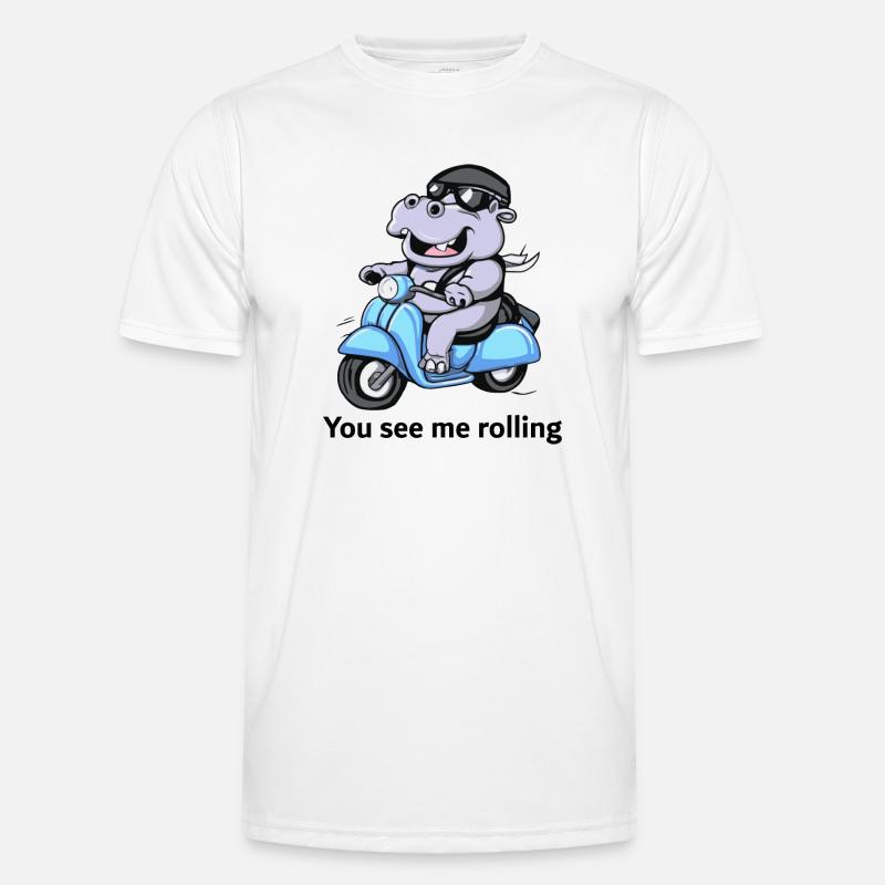 Nilpferd auf Roller - You see me rolling - Männer Funktions-T-Shirt - Weiß