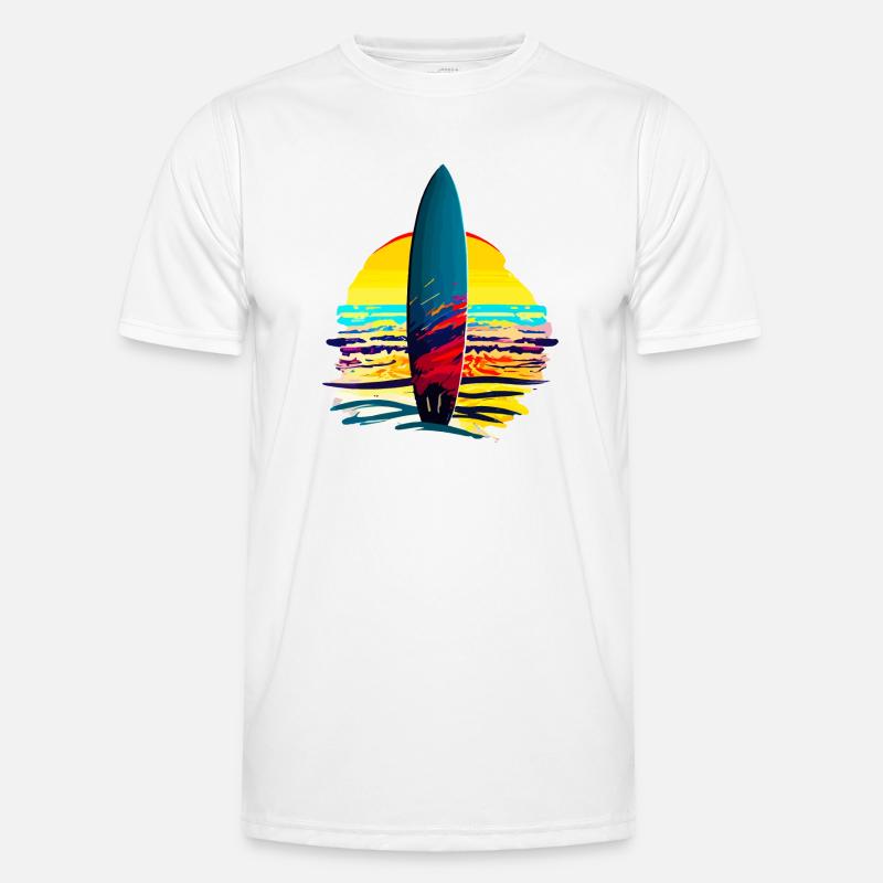 Planche de surf avec couché de soleil T-shirt sport Homme