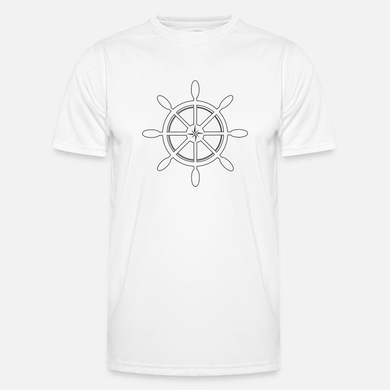 Schiffssteuerrad /Schiffsrad mit Himmelsrichtungen Männer Funktions-T-Shirt