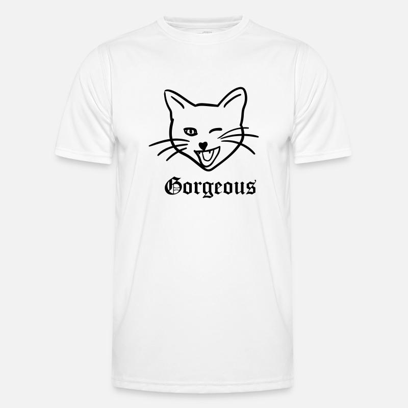 herrlich Katze - Männer Funktions-T-Shirt - Weiß