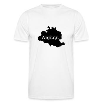 Ariège carte Ariégeoise - T-shirt sport Homme - blanc - Devant - AI Model Male 178 dark (178cm)