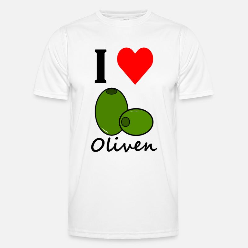 Oliven | Ich liebe Oliven Design Spruch | Herz Männer Funktions-T-Shirt