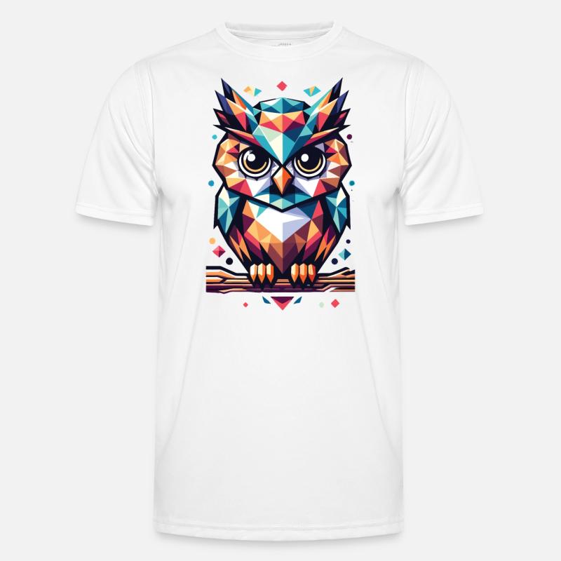 Polygon Eule geometrisch - Männer Funktions-T-Shirt - Weiß