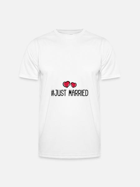 Just Married Wedding Heart - Men's Functional T-Shirt - white