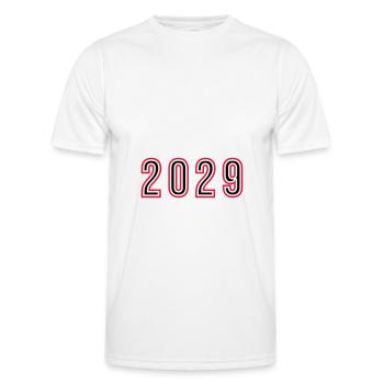 2029 Numéro de l’année - T-shirt sport Homme - blanc - Devant - AI Model Male 178 dark (178cm)