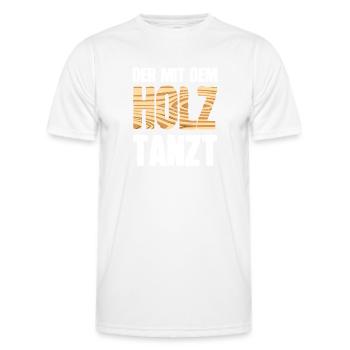 Schreiner Geschenk Tischler Der Mit dem Holz Tanzt - Männer Funktions-T-Shirt - Weiß - Vorne - AI Model Male 178 dark (178cm)