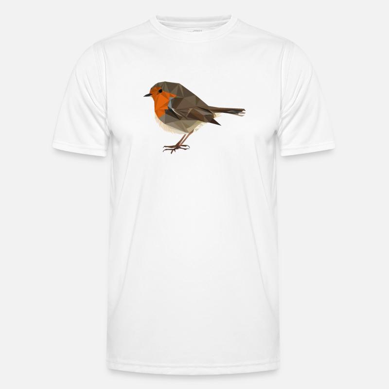 Rotkehlchen im Polygonstil - heimischer Vogel Männer Funktions-T-Shirt