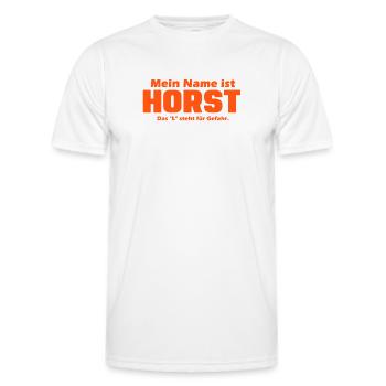 Mein Name ist Horst. Das "L" steht für Gefahr - Männer Funktions-T-Shirt - Weiß - Vorne - AI Model Male 178 dark (178cm)