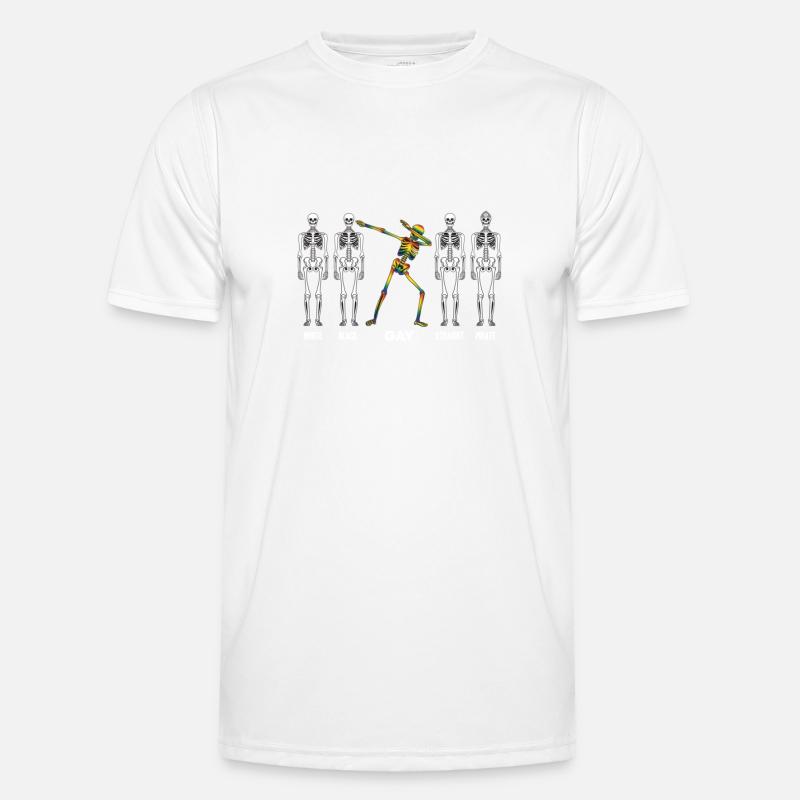 Skeleton Dabbing LGBT Rainbow Novelty Men's Functional T-Shirt