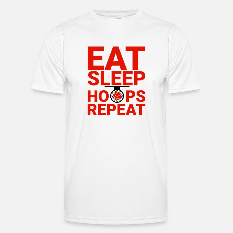 Eat Sleep Hoops Repeat 2 - Männer Funktions-T-Shirt - Weiß