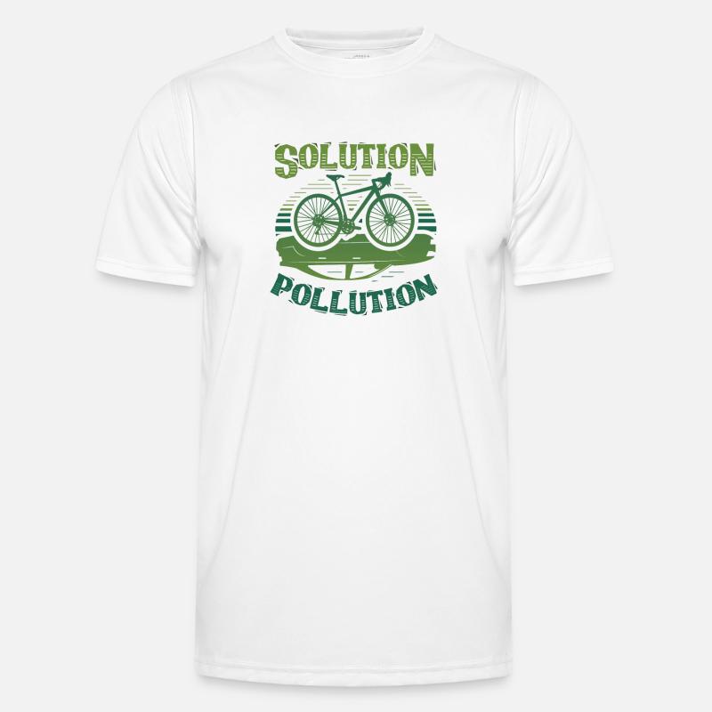 Polution Solution Umweltschutz Radfahren - Männer Funktions-T-Shirt - Weiß