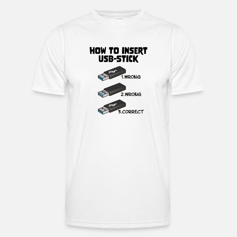 How To Insert USB Stick Funny Programmer Meme Männer Funktions-T-Shirt