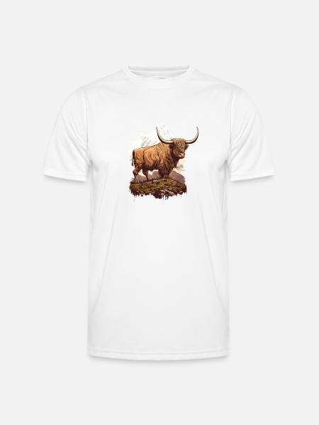 Hochlandkuh - Männer Funktions-T-Shirt - Weiß