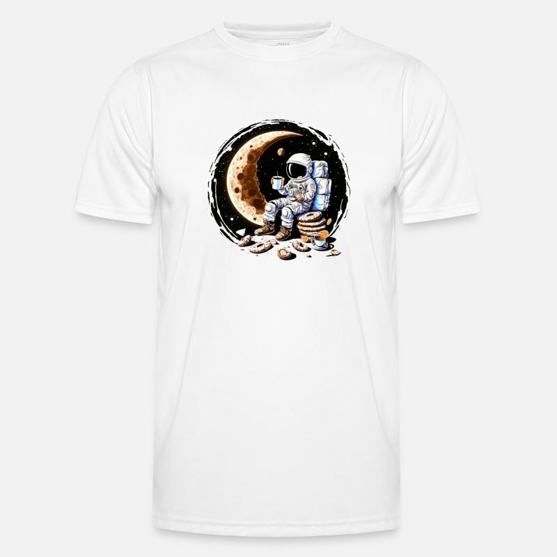 Astronaut drinking coffee on the moon Men's Functional T-Shirt