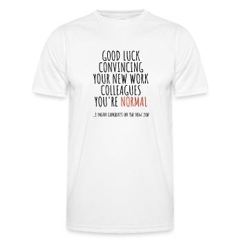 Grattis till det nya jobbet - Funktions-T-shirt herr - vit - Fram - AI Model Male 178 dark (178cm)
