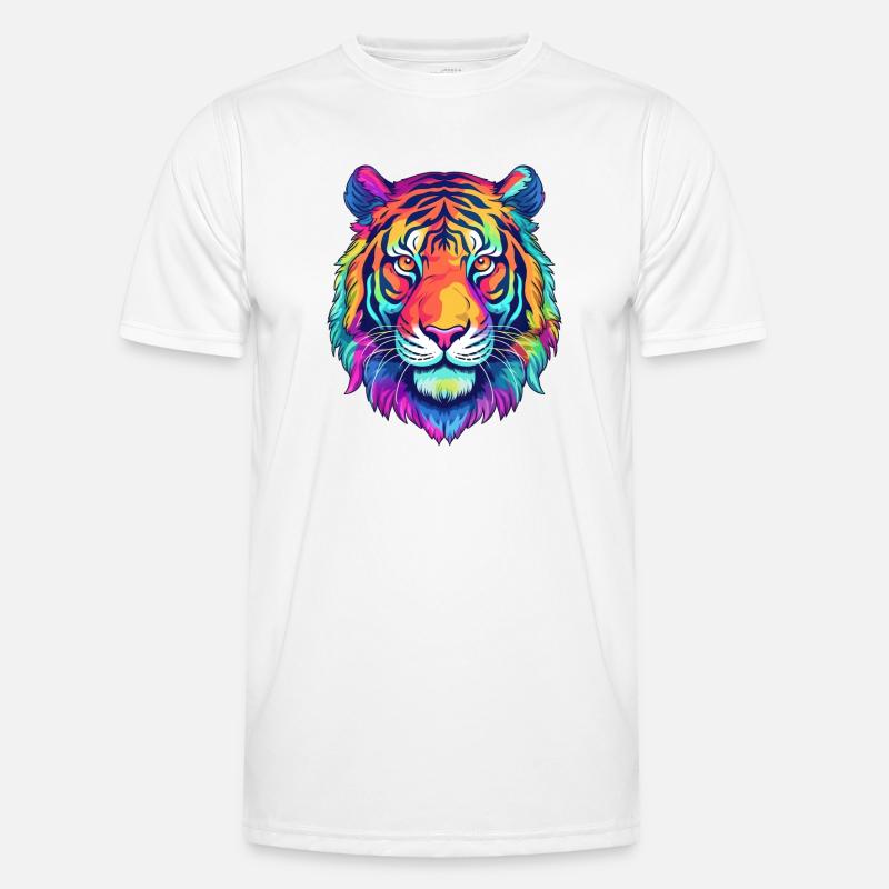 Lebendiger Tigerkopf Männer Funktions-T-Shirt