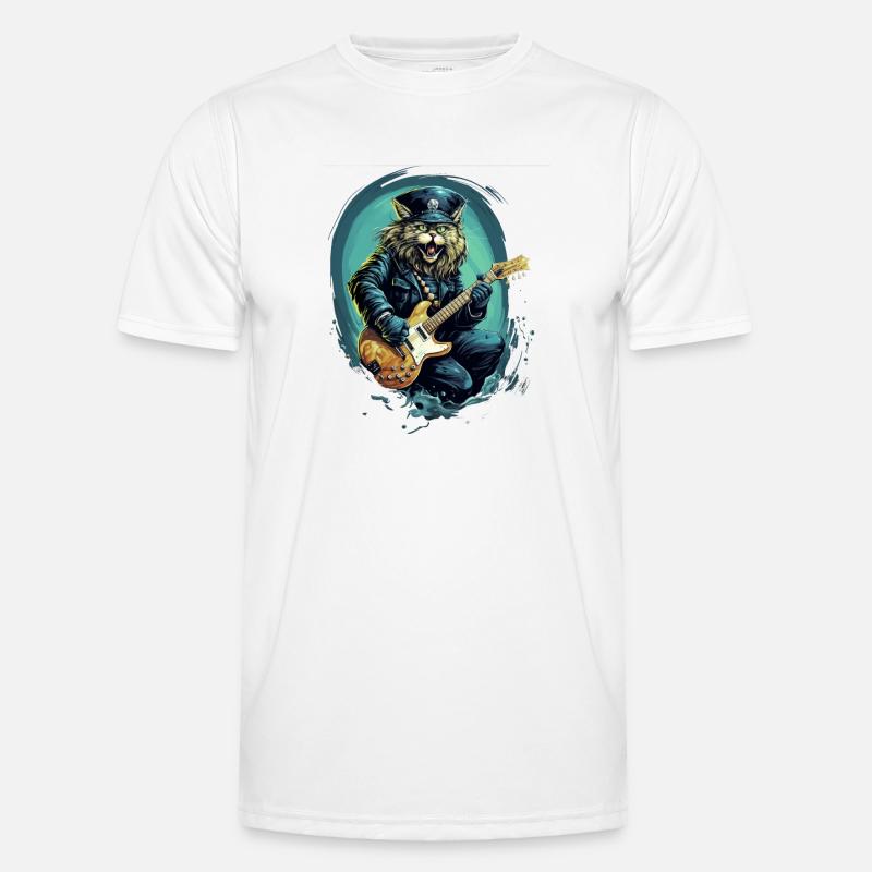 Rock n Roll Katze Männer Funktions-T-Shirt