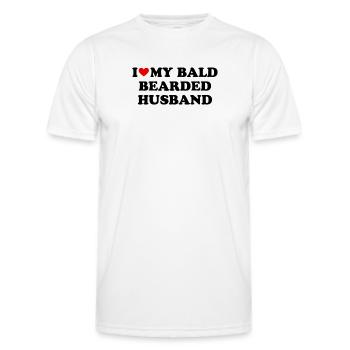 J’aime mon mari barbu chauve - T-shirt sport Homme - blanc - Devant - AI Model Male 178 dark (178cm)
