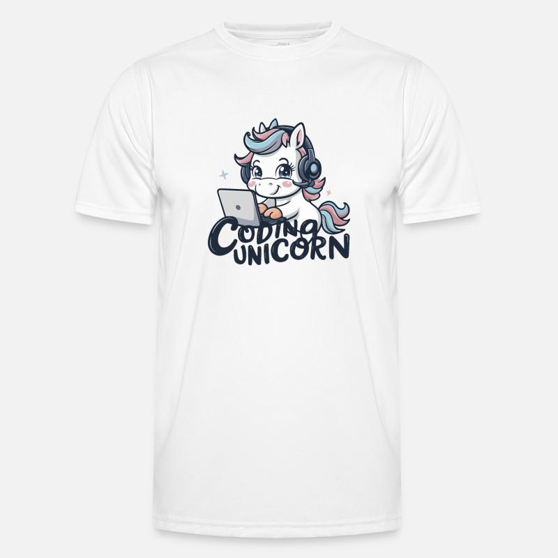 CODING UNICORN - Men's Functional T-Shirt - white