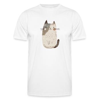 Cute Whimsical Cat Illustration - Adorable Animal - Men's Functional T-Shirt - white - Front - AI Model Male 178 dark (178cm)