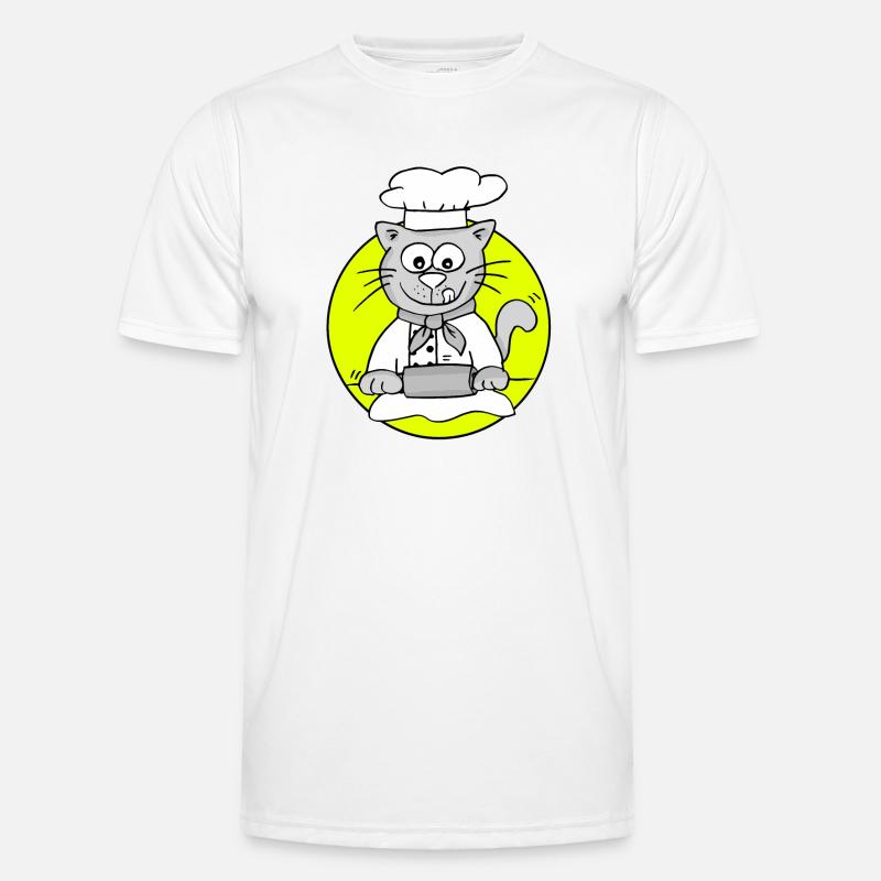Retro Bäcker-Katze - Beruf Bäcker - Männer Funktions-T-Shirt - Weiß