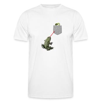 Froschzunge, die nach Kaulquappe in Ihrer Tasche greift - Männer Funktions-T-Shirt - Weiß - Vorne - AI Model Male 178 dark (178cm)