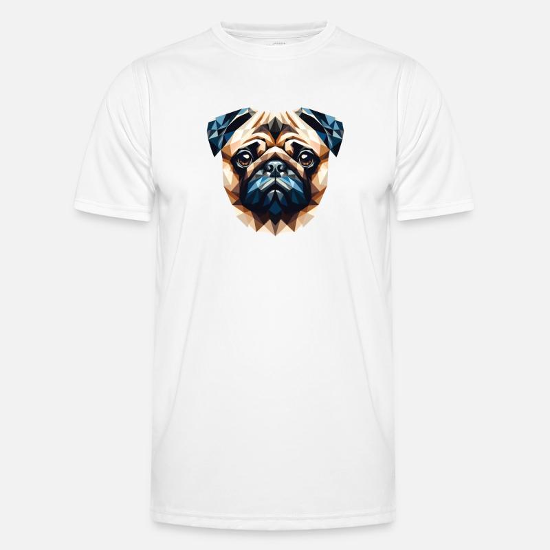 Polygon Hund, Digitale Kunst Tier Mops - Männer Funktions-T-Shirt - Weiß