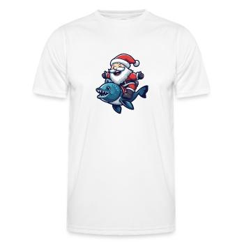 Piranha Poisson Père Noël Dessin animé - T-shirt sport Homme - blanc - Devant - AI Model Male 178 dark (178cm)