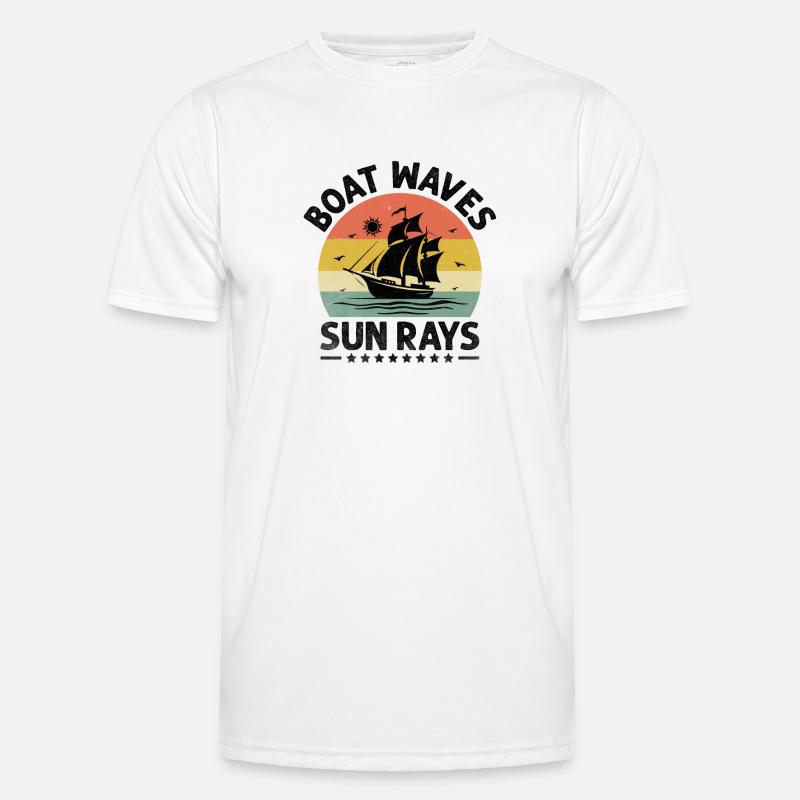 Boat Waves Sun Rays Paddle Boat Men's Functional T-Shirt