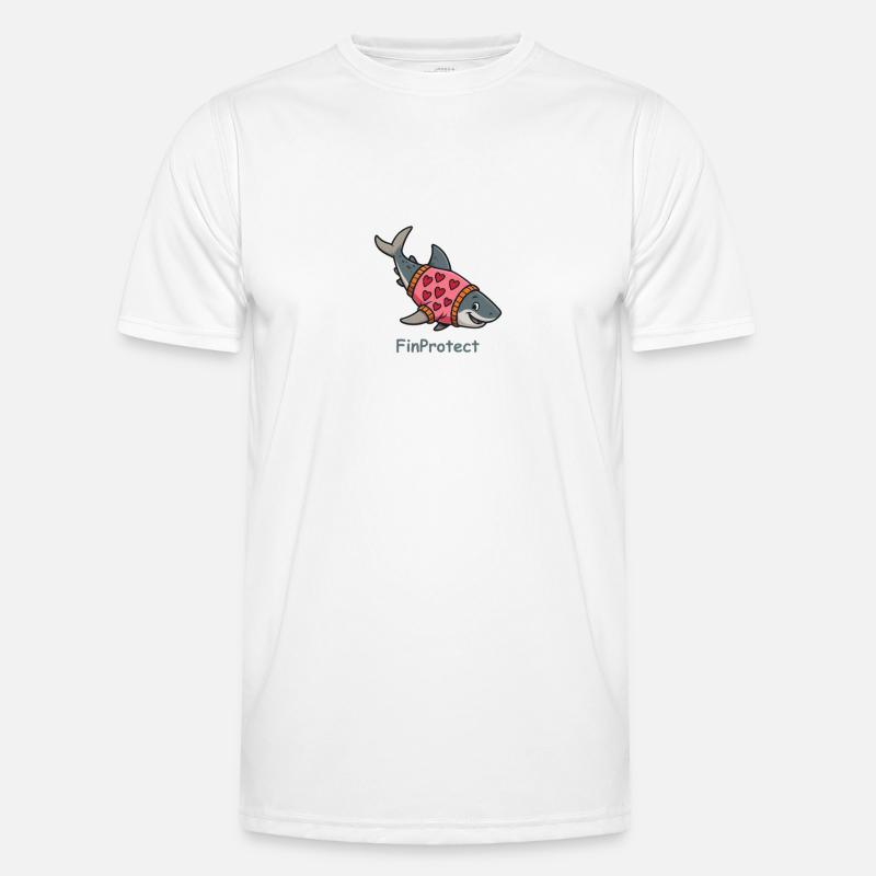 Comic Hai mit Herzpullover - Männer Funktions-T-Shirt - Weiß