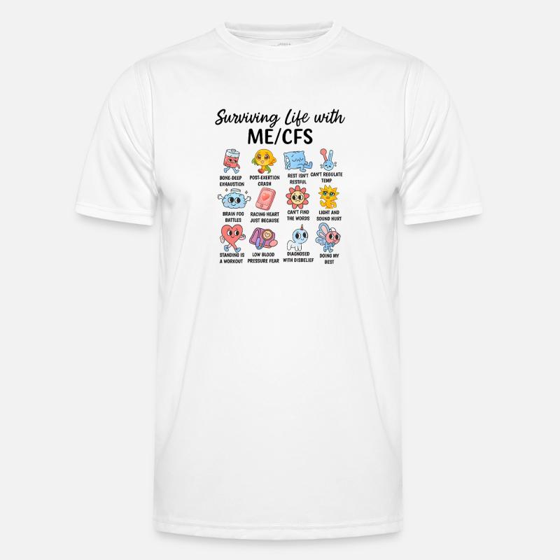 ME/CFS Alltag überleben – Symptom Comic Männer Funktions-T-Shirt