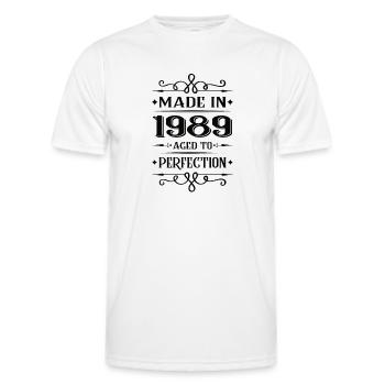 1989 Anniversaire Année de naissance Born Vintage - T-shirt sport Homme - blanc - Devant - AI Model Male 178 dark (178cm)
