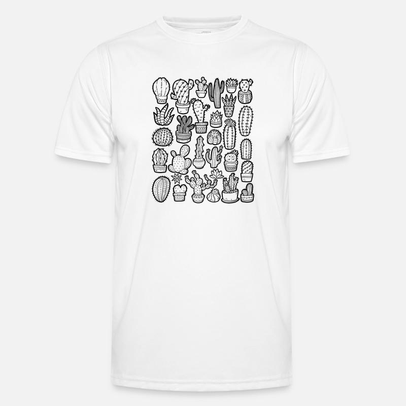 Kaktus Doodle Männer Funktions-T-Shirt