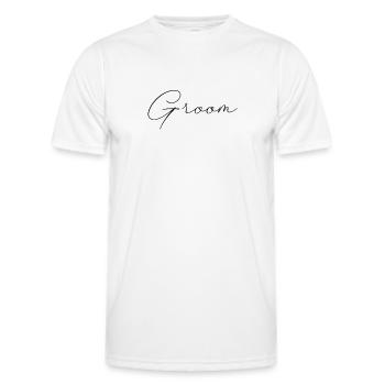 groom Bräutigam Schriftzug - Männer Funktions-T-Shirt - Weiß - Vorne - AI Model Male 178 dark (178cm)