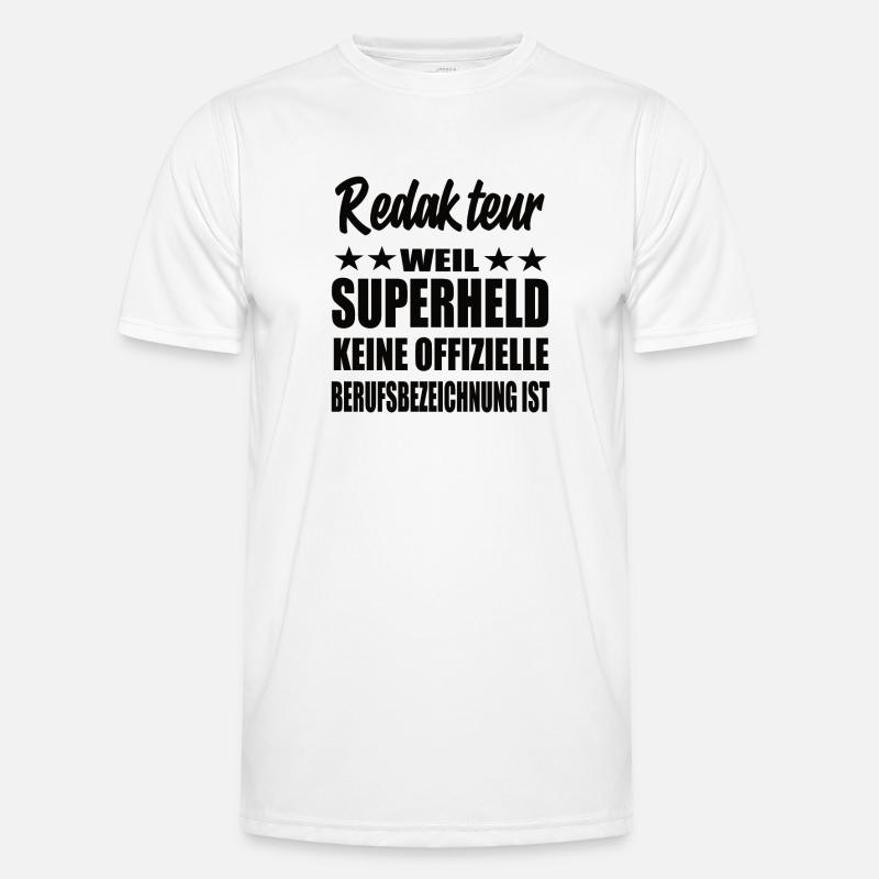 Redakteur Superheld Spruch Männer Funktions-T-Shirt