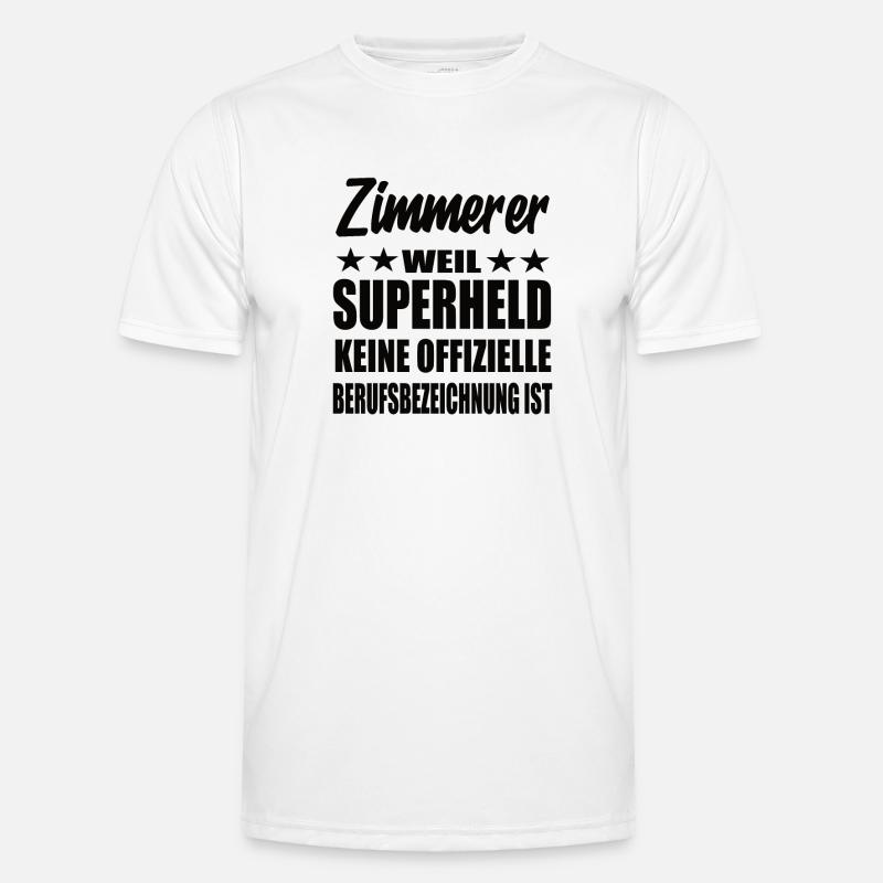 Zimmerer Superheld Spruch Männer Funktions-T-Shirt