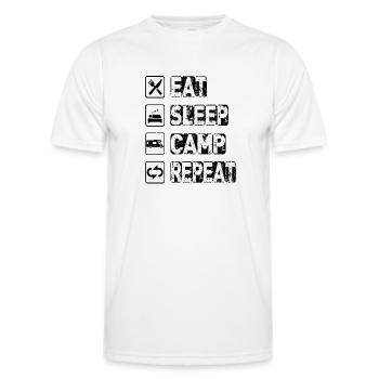 Eat Sleep Camp Repeat - Men's Functional T-Shirt - white - Front - AI Model Male 178 dark (178cm)