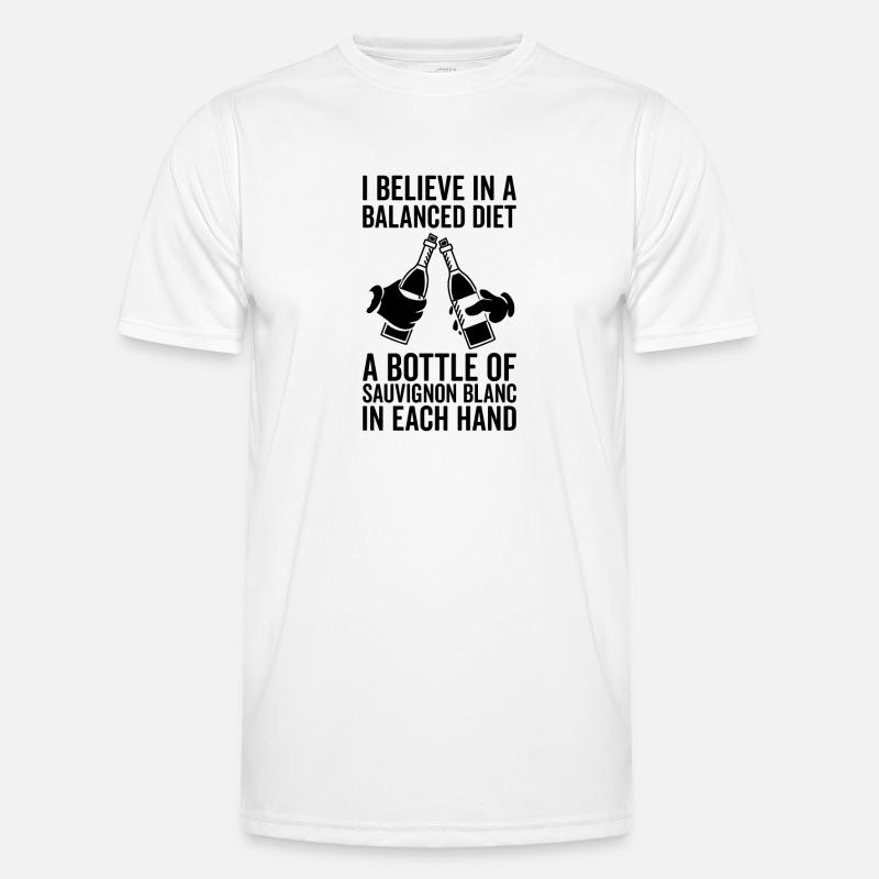 Balanced diet Sauvignon Blanc lovers - Men's Functional T-Shirt - white