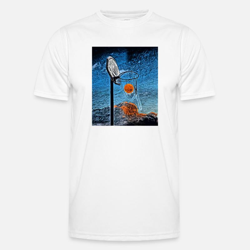 Moonlit Hoops: Eine Nacht der stillen Echos Männer Funktions-T-Shirt
