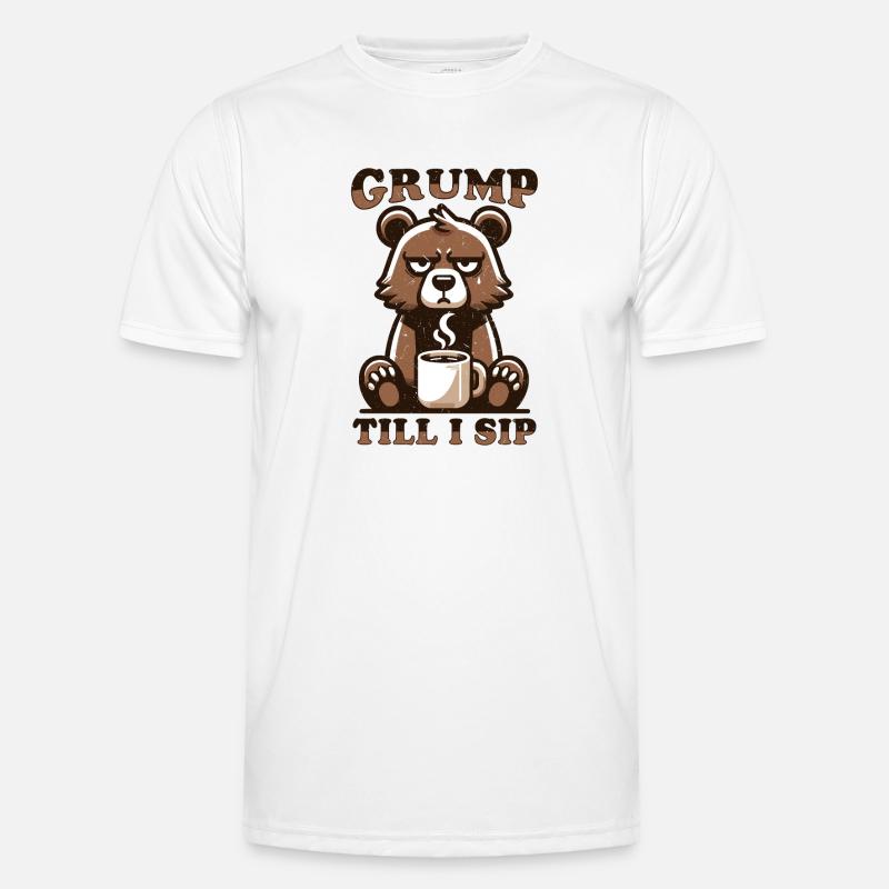 Grumpy bear with coffee - Men's Functional T-Shirt - white