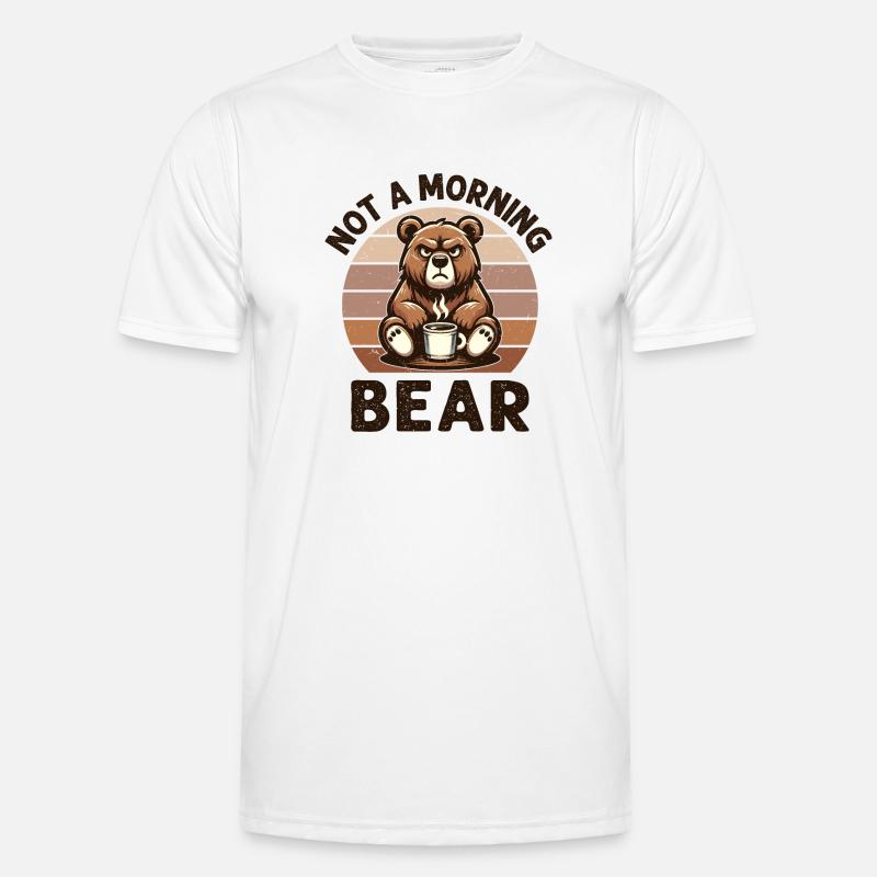 Grumpy bear with coffee - Men's Functional T-Shirt - white
