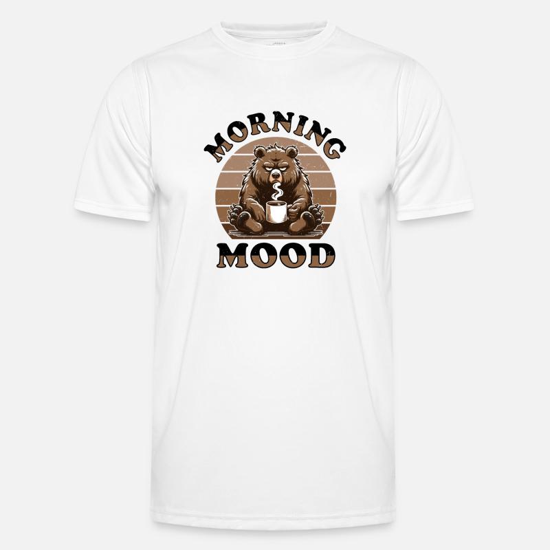 Grumpy bear with coffee - Men's Functional T-Shirt - white