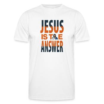 Jesus is the answer - Jesus ist die Antwort - Men's Functional T-Shirt - white - Front - AI Model Male 178 dark (178cm)