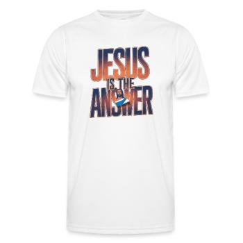 Jesus is the answer - Jesus ist die Antwort - Men's Functional T-Shirt - white - Front - AI Model Male 178 dark (178cm)