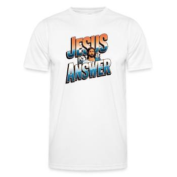 Jesus is the answer - Jesus ist die Antwort - Men's Functional T-Shirt - white - Front - AI Model Male 178 dark (178cm)