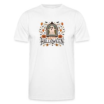 Happy Halloween - gespenstisches Halloween Design - Männer Funktions-T-Shirt - Weiß - Vorne - AI Model Male 178 dark (178cm)