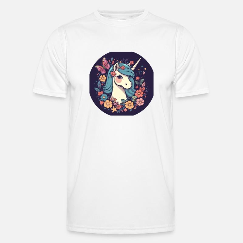 Licorne élégante avec fleurs de papillon T-shirt sport Homme