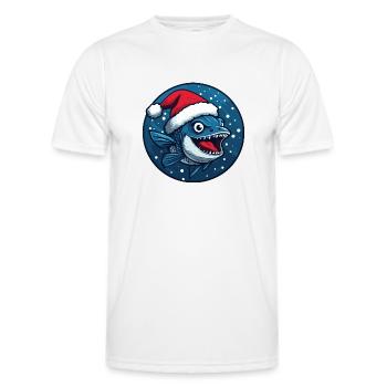 Piranha Fish Christmas Animal - Men's Functional T-Shirt - white - Front - AI Model Male 178 dark (178cm)
