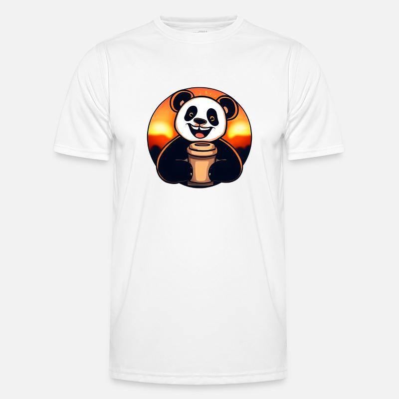 Panda panda bear drinks coffee - Men's Functional T-Shirt - white
