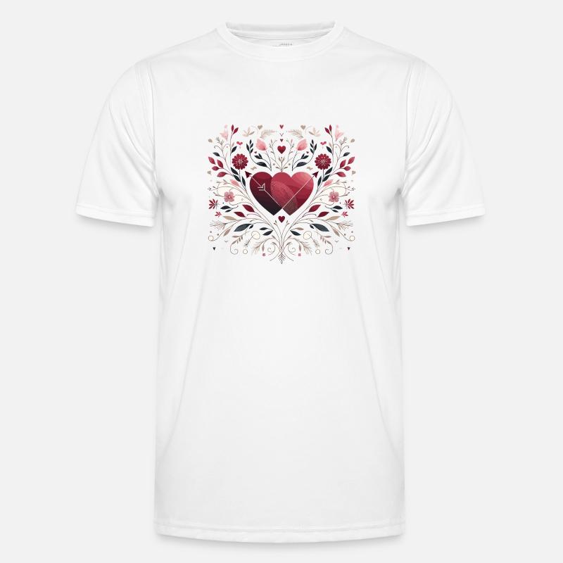 Double hearts with pattern - Men's Functional T-Shirt - white